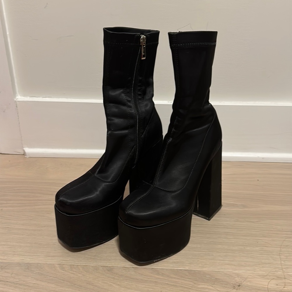 Satin Platform Sock Booties